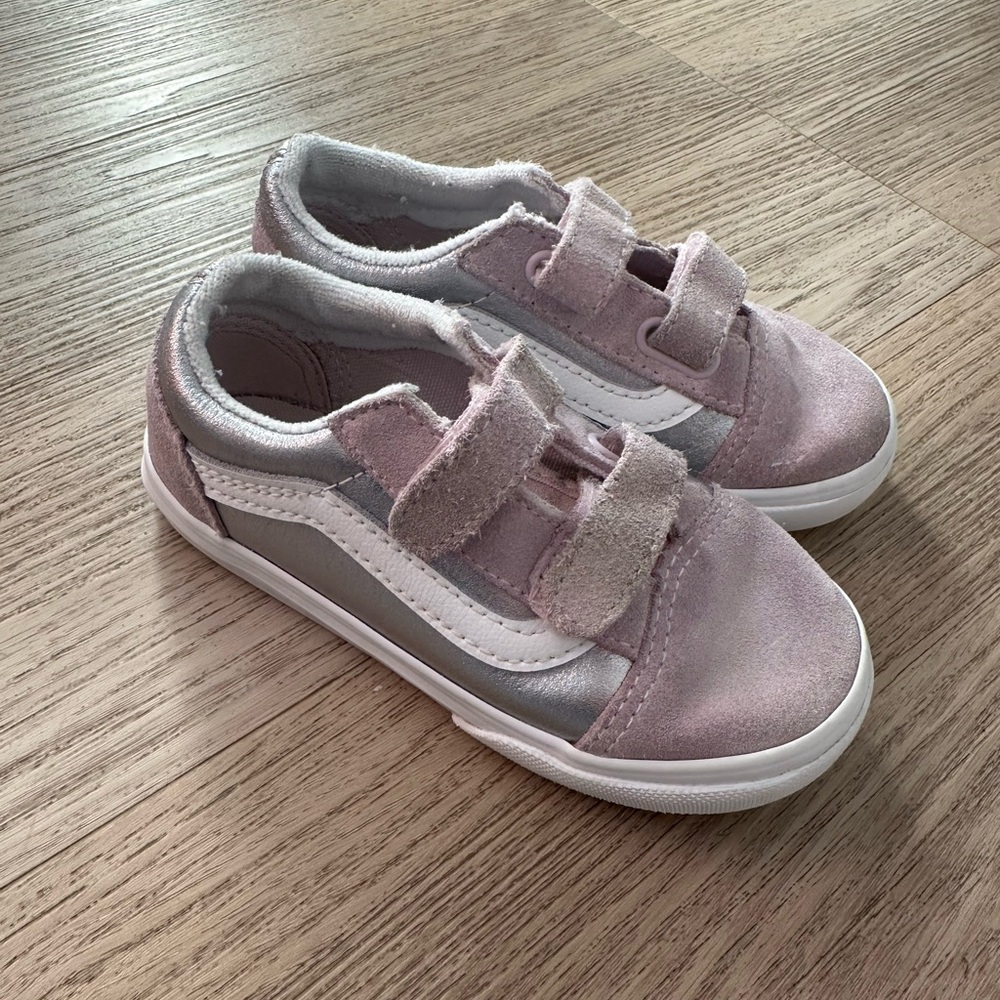 Kids Purple and White Velcro Sneakers